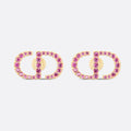 Dior Petit Stud Fuchsia Crystals 18K Gold Earrings