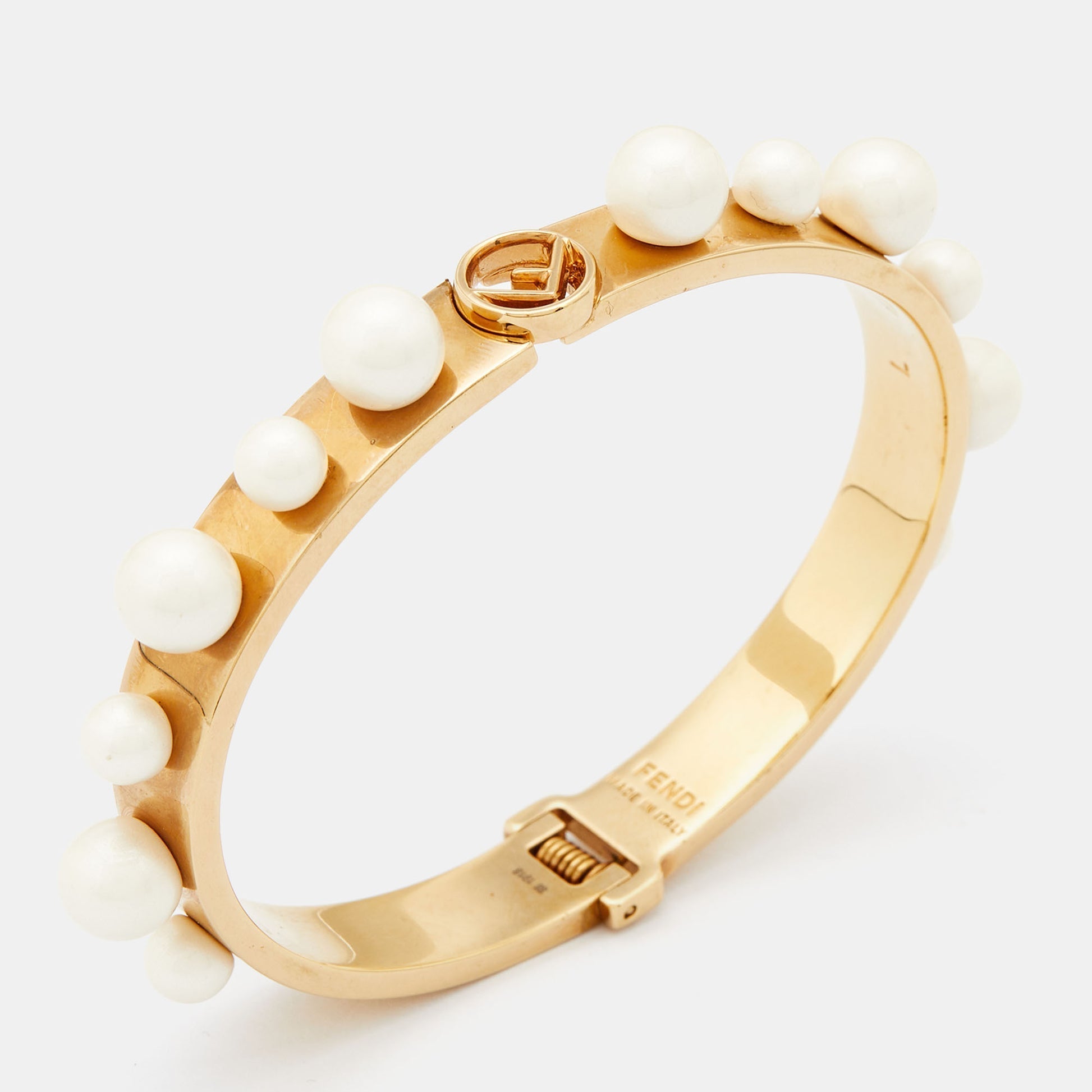 Fendi Pearls 18K Gold Bracelet