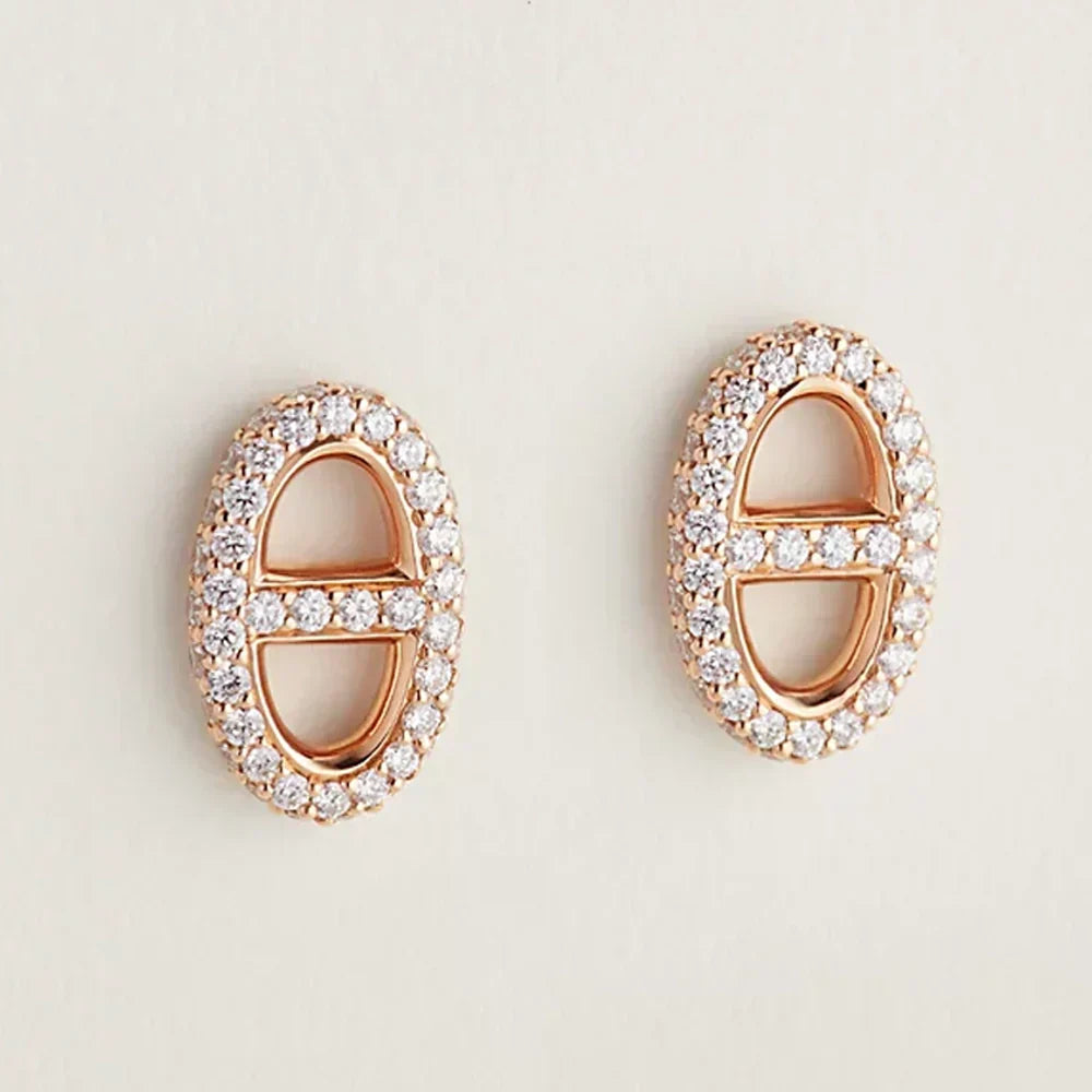 Hermes Farandole Diamond 18K Gold Earrings