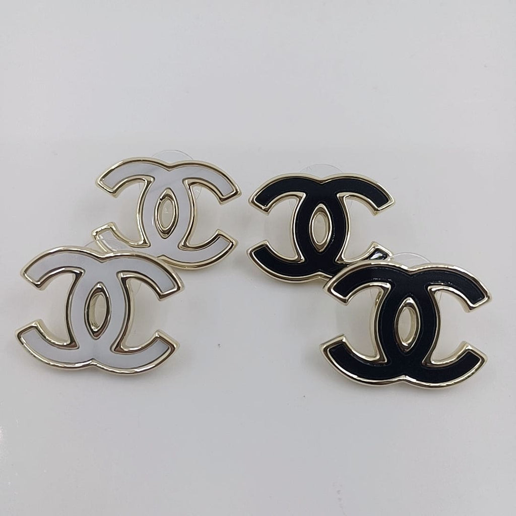 Chanel Black 18K Gold Earrings