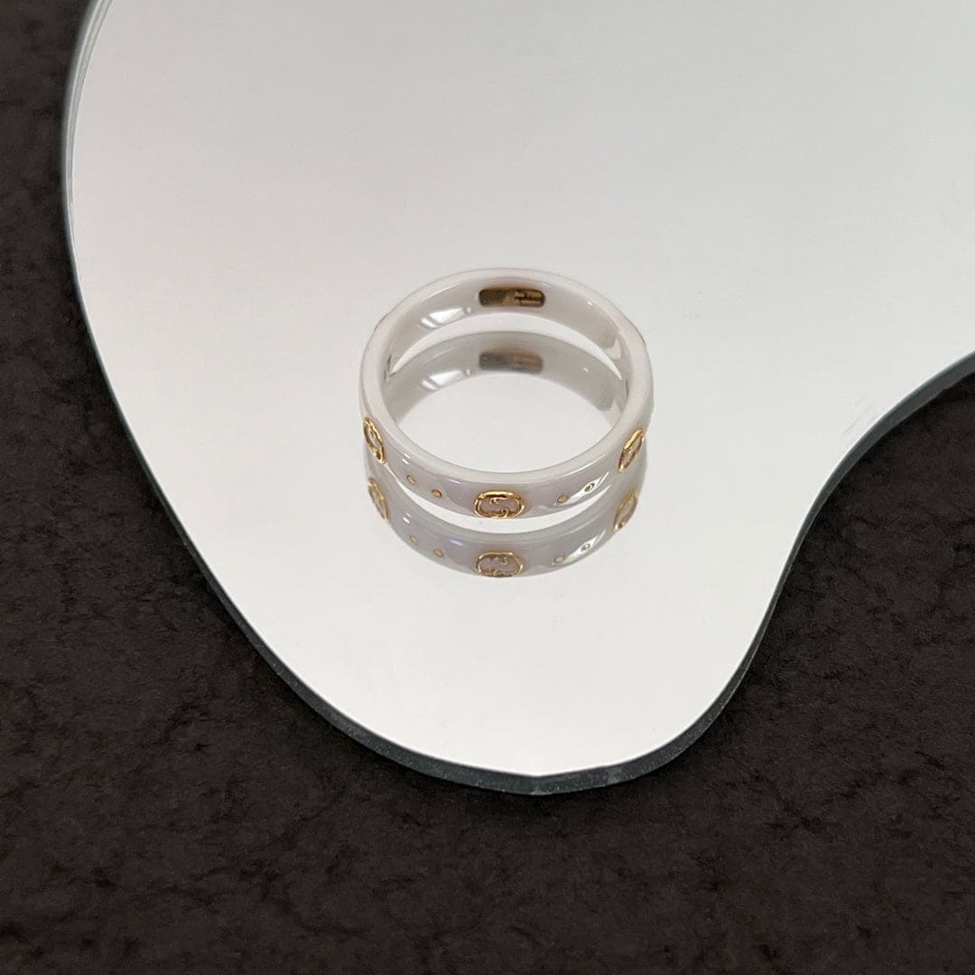 Gucci Double Icon White Zirconia 18K Gold Ring