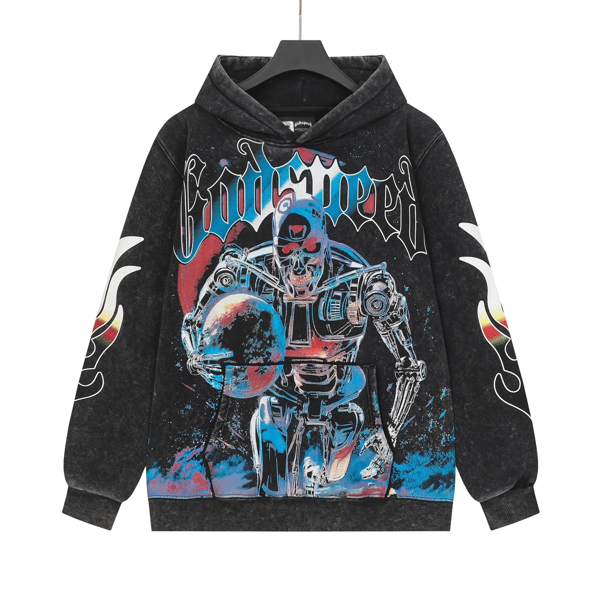 Godspeed Acid-Wash Graphic Pullover Hoodie — hero