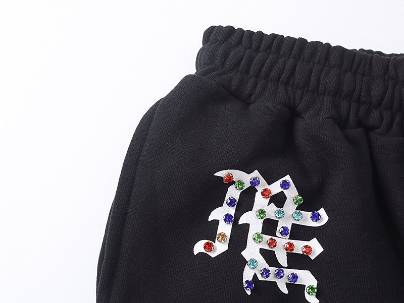 MIXED EMOTION Multicolor Rhinestone Graphic Shorts — detail
