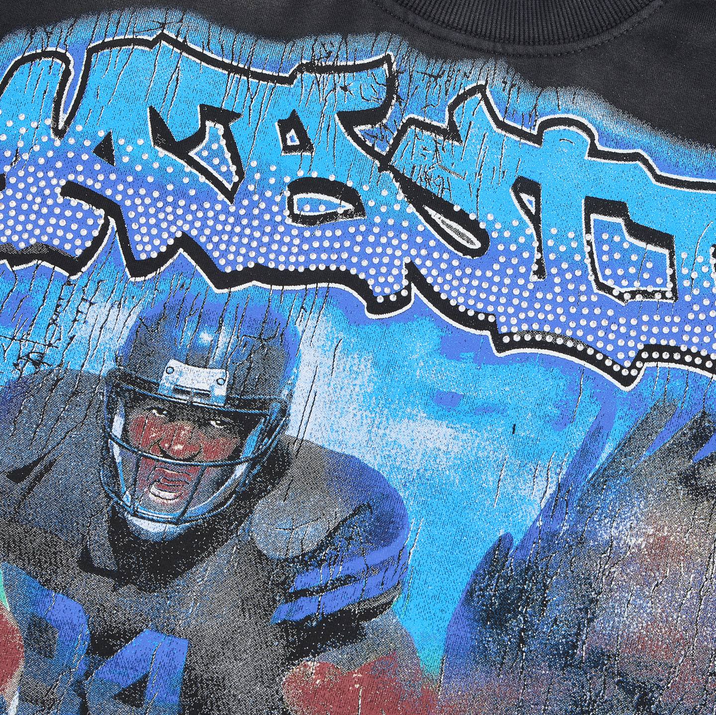 MAJESTIK City View Rhinestone Football Graphic T-Shirt — detail