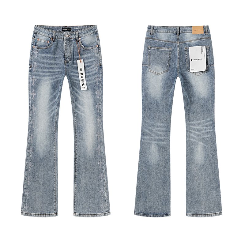 Purple Brand Light Blue Rhinestone Flared Jeans — hero