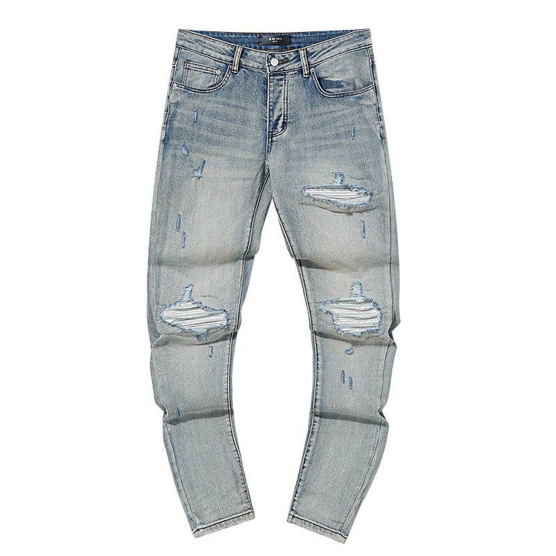 AMIRI Light Blue Distressed Ripped Knee Jeans — hero