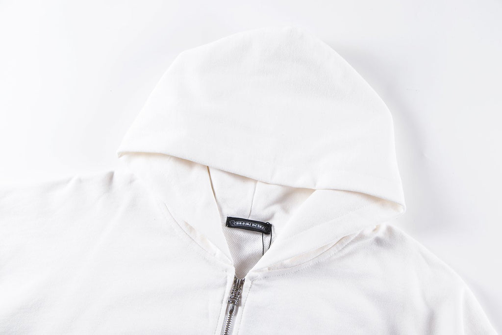 Chrome Hearts Floral Cross Graphic Full-Zip Hoodie — neck_label