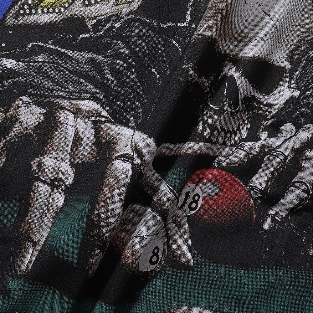 BKYS Revival Maniac Skull Billiards Graphic T-Shirt — detail