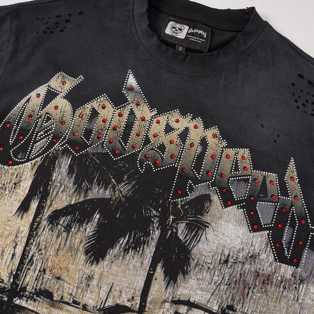 Godspeed Rhinestone Car Graphic T-Shirt — detail