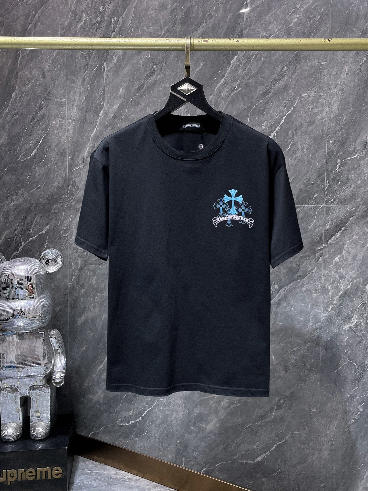 Chrome Hearts Blue Floral Cross Graphic T-Shirt — hero