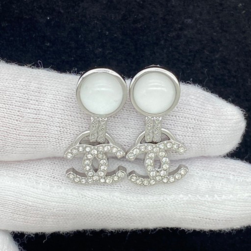 Chanel Pearl 18K White Gold Earrings