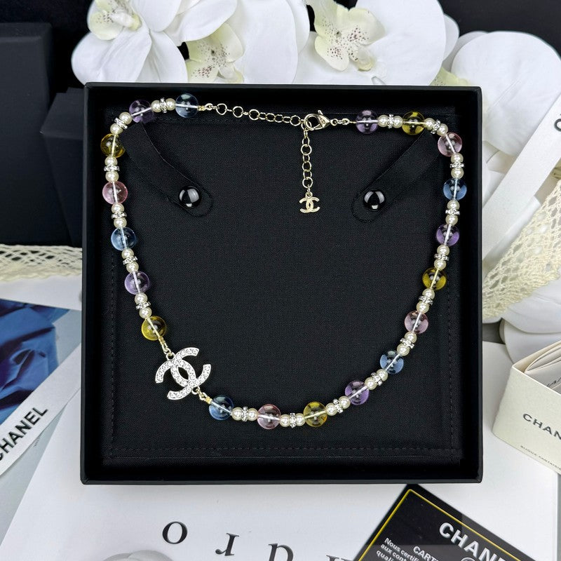 Chanel 26C Color Crystal 18K Gold Necklace