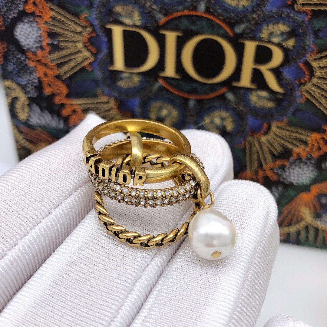 Dior Pearl & Crystal J'Adior 18K Gold Ring