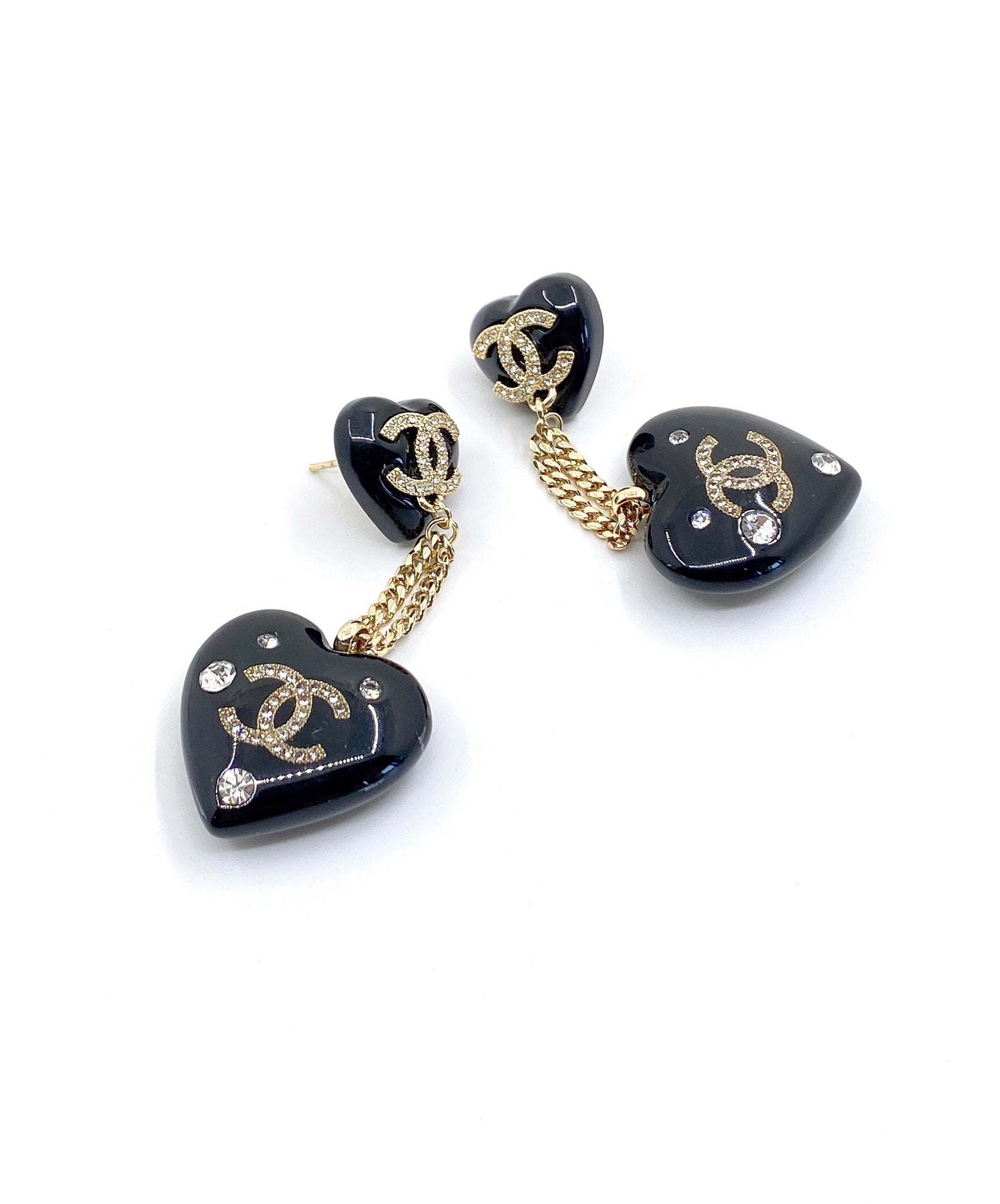 Chanel Heart Pendant 18K Gold Earrings