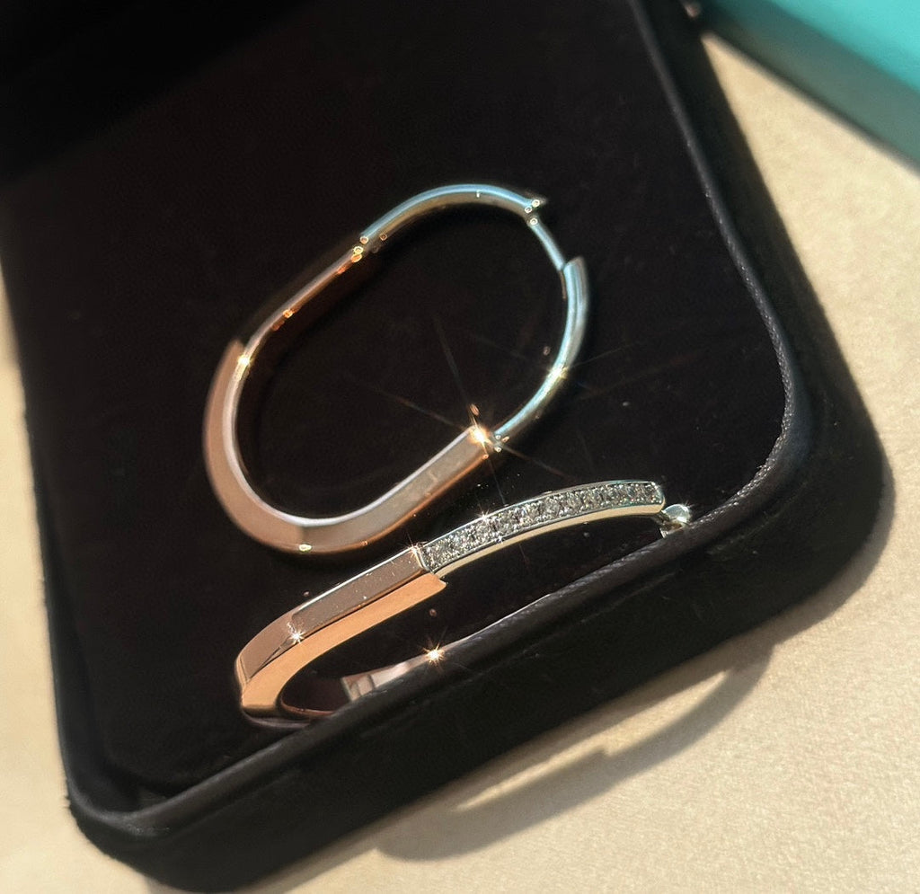 Tiffany Lock Diamond 18K Gold Earrings
