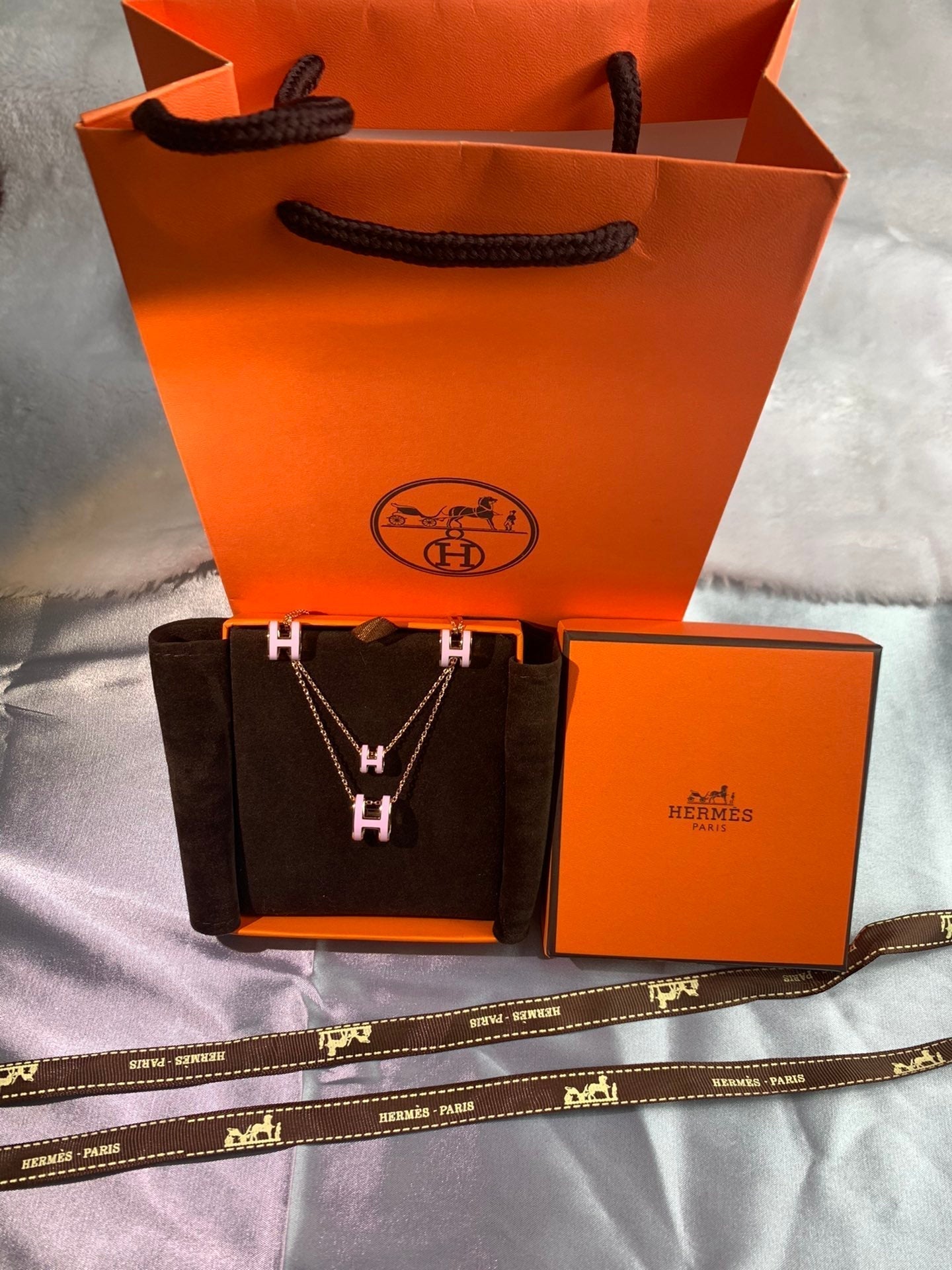 Hermes Mini Pop Pink 18K Gold Necklace