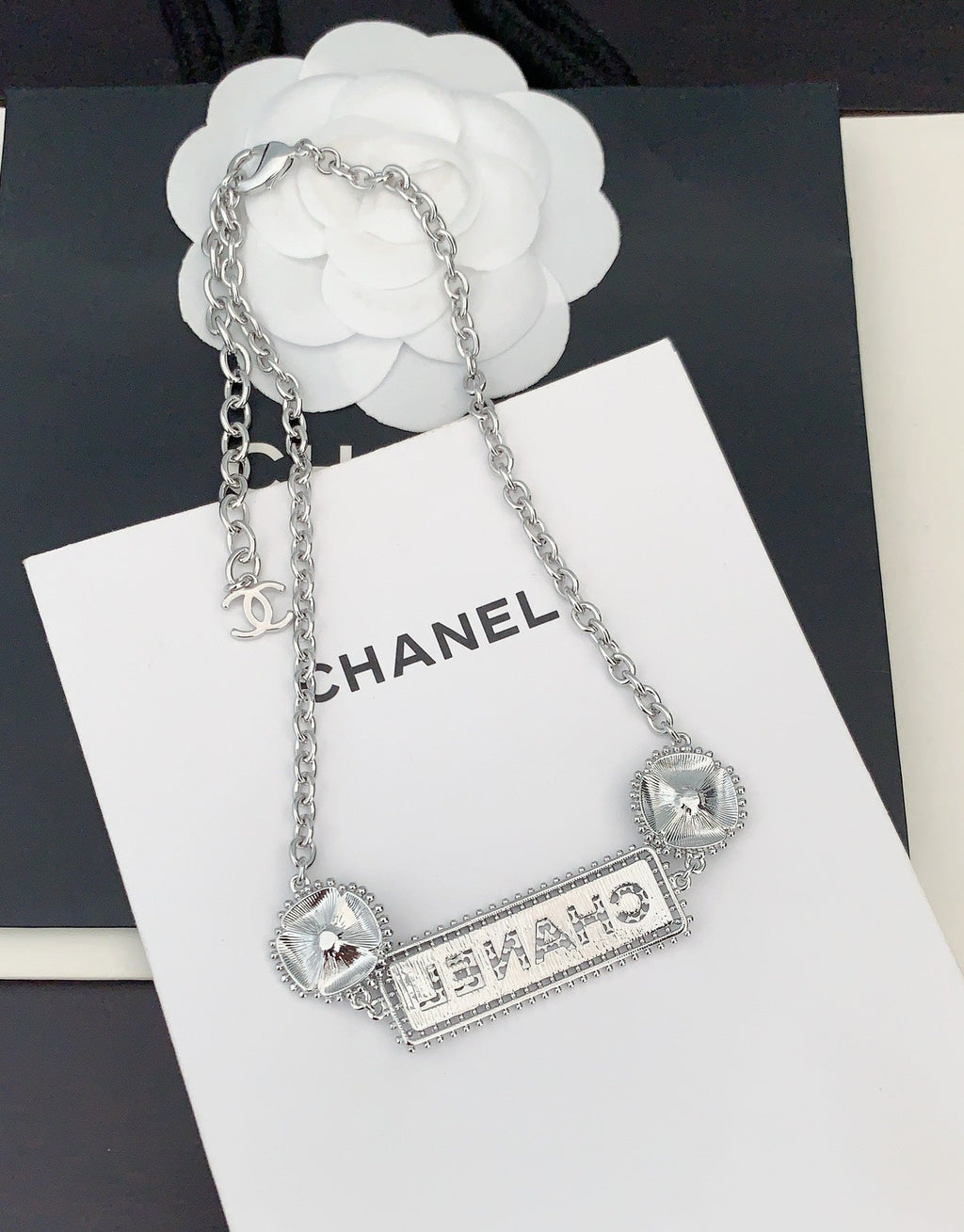 Chanel Resin Diamonds 18K Gold Necklace