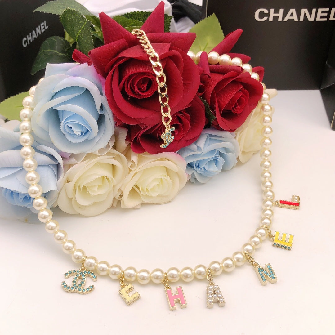 Dior Script Pearls 18K Gold Necklace