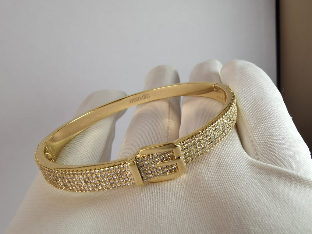 Hermes Kelly Diamond Vintage 18K Gold Bracelet