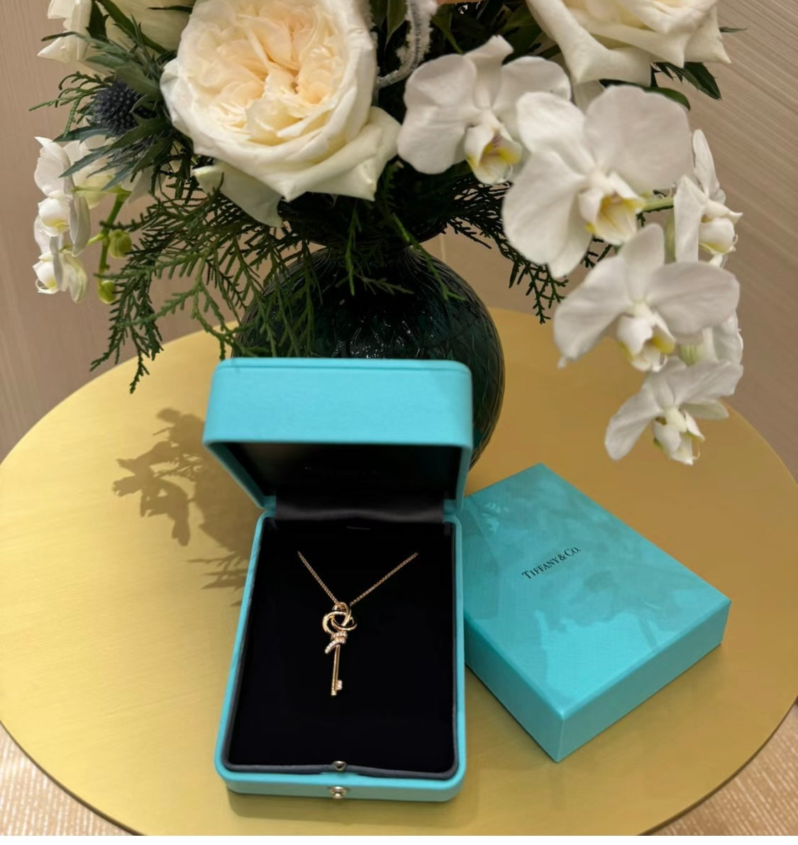 Tiffany Keys Woven Diamonds Medium 18K Gold Necklace