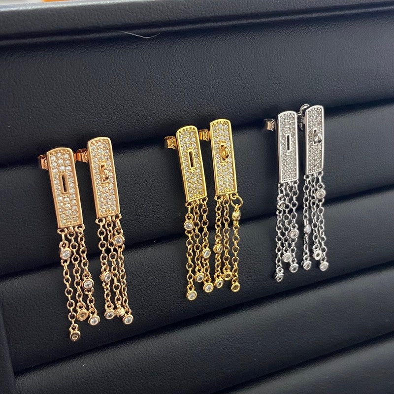 Hermes Kelly Gavroche Full Diamond 18K Gold Earrings
