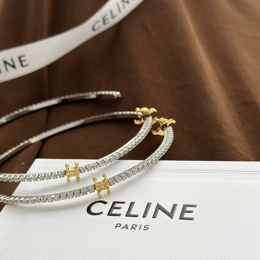 Celine Gourmette Crystals 18K Gold Earrings