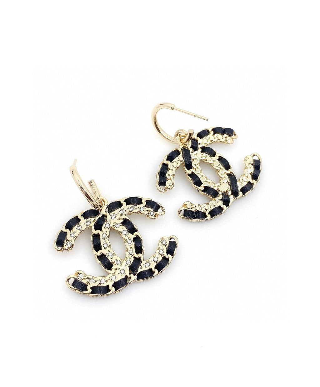 Chanel Leather 18K Gold Earrings