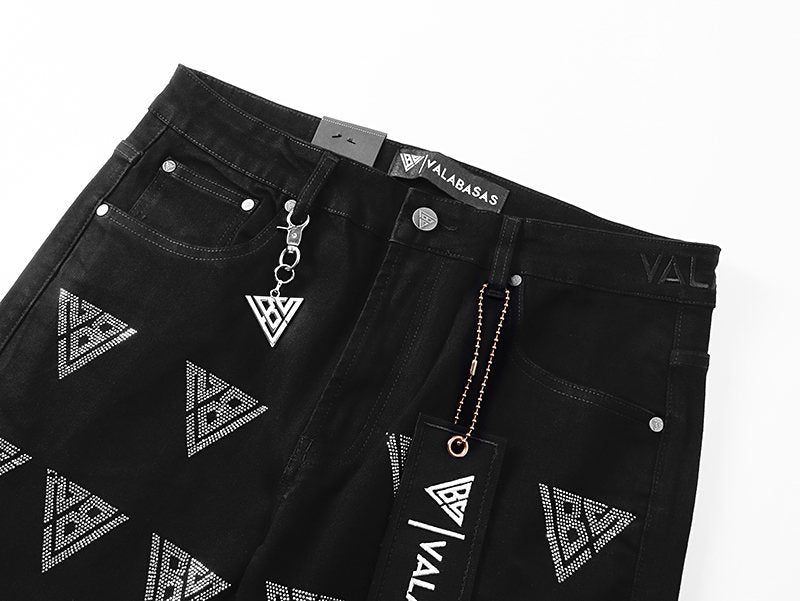 VALABASAS Rhinestone Triangle Jeans — front